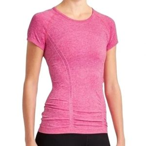 Athleta Fastest Track Short Sleeve Tee Bright Neon Pink Shirt Small